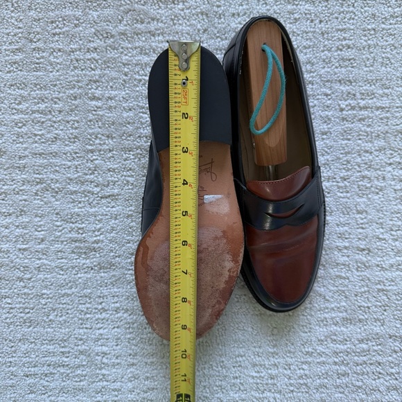 ITALIAN Leather Black & Brown Loafers Sz 7 - Picture 7 of 9
